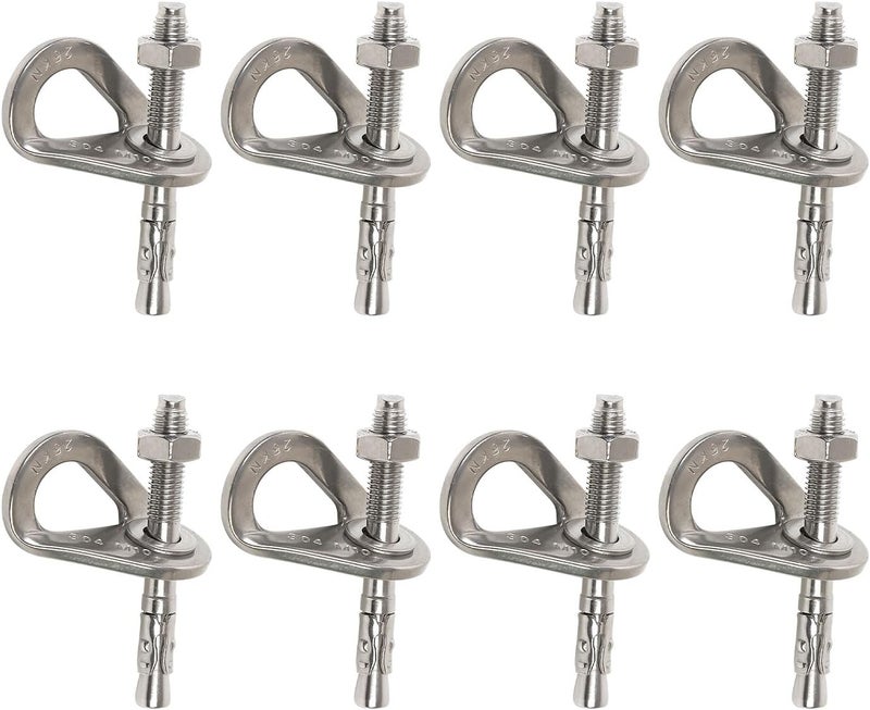 Sywan Climbing Anchor Bolt 8 Set, Stainless Steel Bolt Hanger Climbing Hanger Bolts 25KN Heavy Duty Climbing Anchor Hangers for 3/8" Bolt for Home Gyms, Hammocks, Trailer Tie-Downs, Weight 2500KG - Image 1